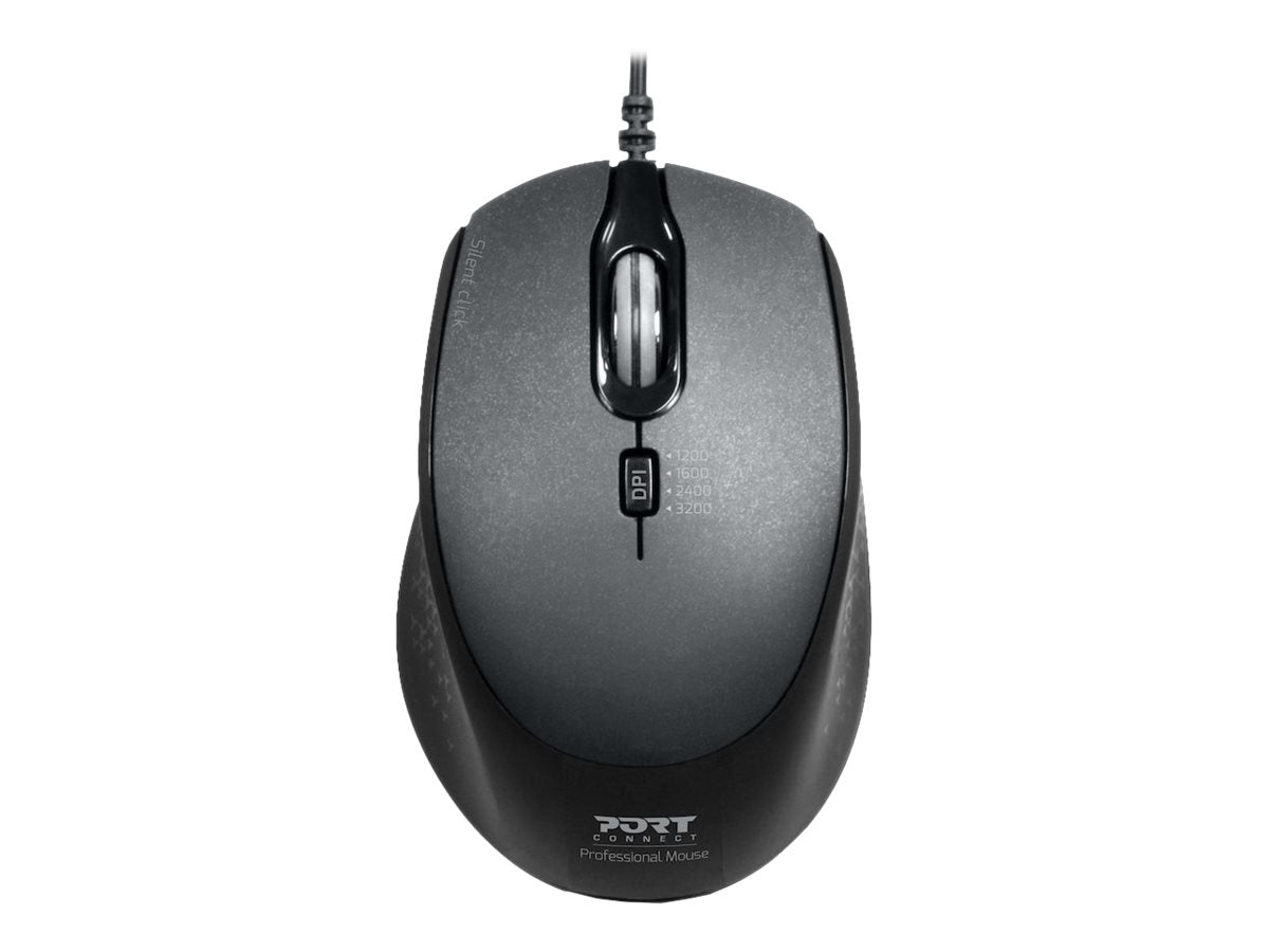 PORT DESIGNS Mouse Office Wired Silent Pro Black Bulk