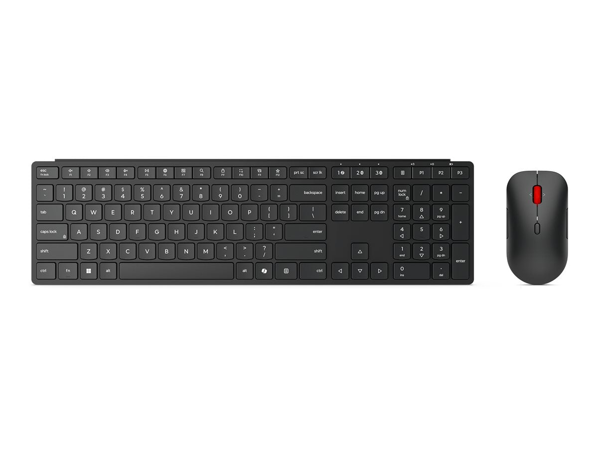 LENOVO Pro Combo 6000 Keyboard and mouse set wireless 2.4 GHz Bluetooth 5.3 AZERTY French eclipse black brown box (FR)