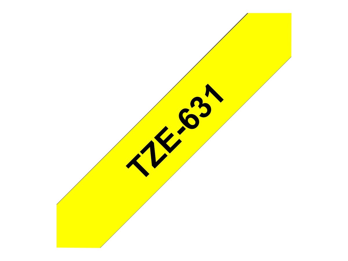 BROTHER P-TOUCH TZE-631 noir sur jaune  12mm