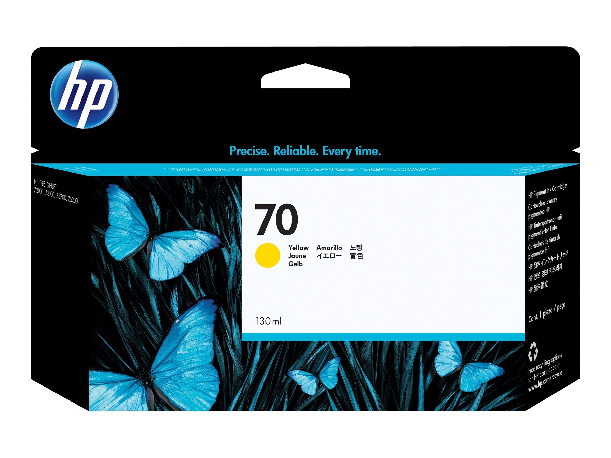 HP 70 original Ink cartridge C9454A yellow standard capacity 130ml 1-pack with Vivera Ink cartridge