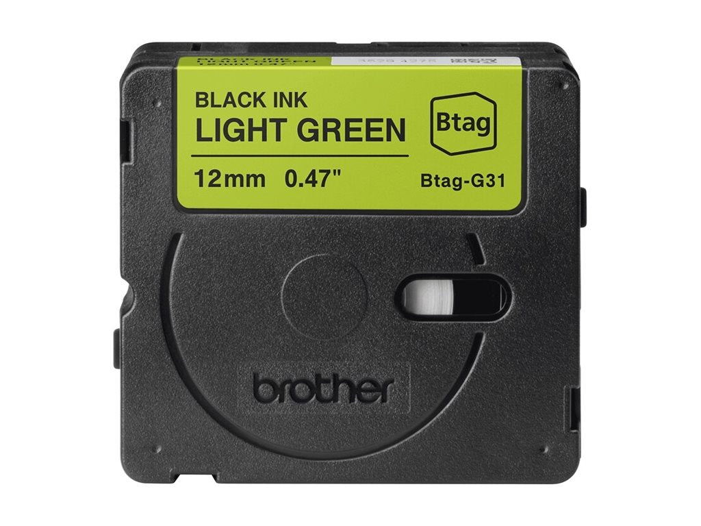 BROTHER 12MM BTAGG31 Tape Black on Light Green