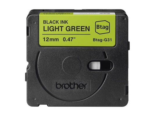 BROTHER 12MM BTAGG31 Tape Black on Light Green