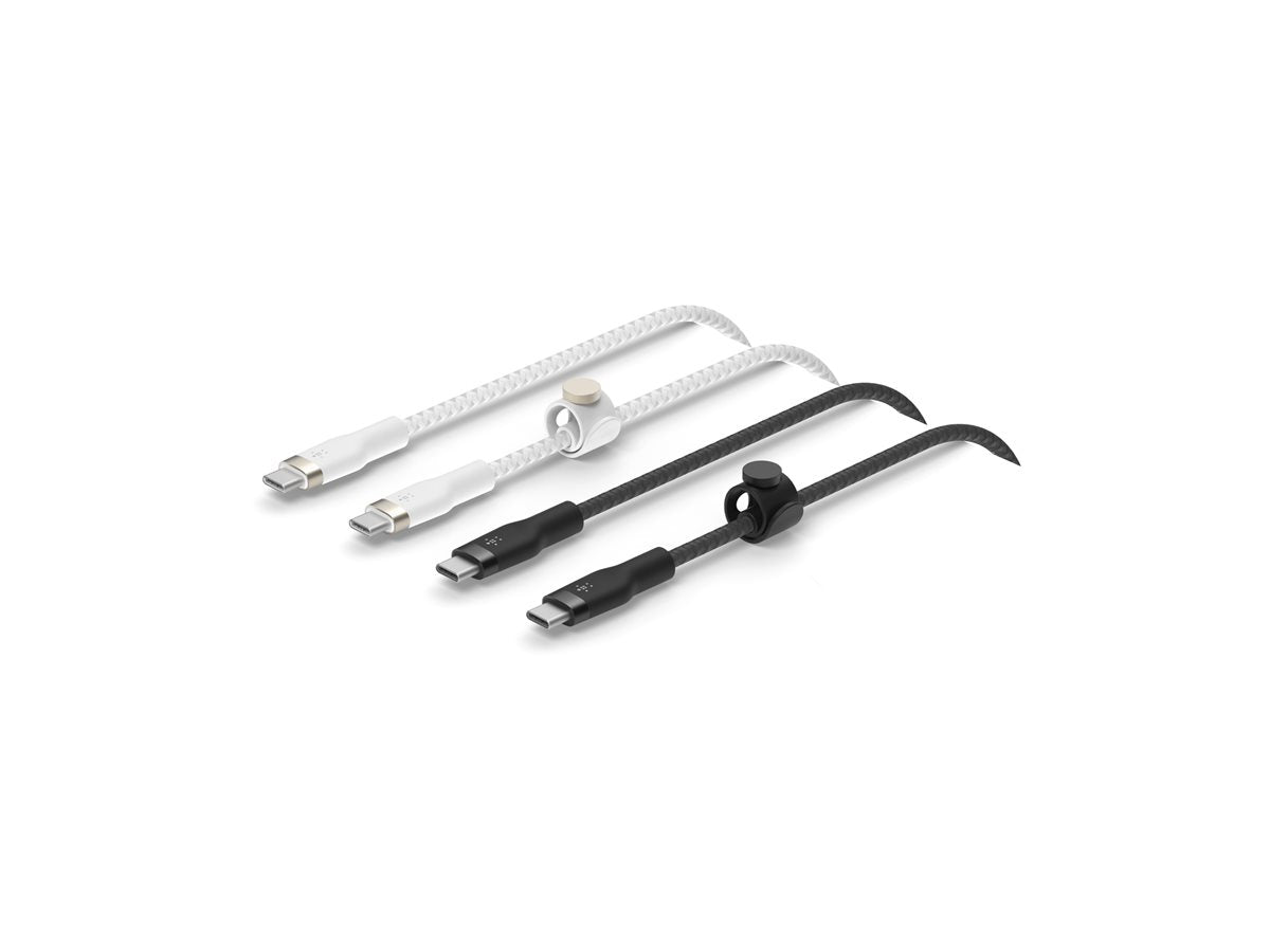 BELKIN USB-C to USB-C Braided Silicone White Black Mix 1m Twin Pack