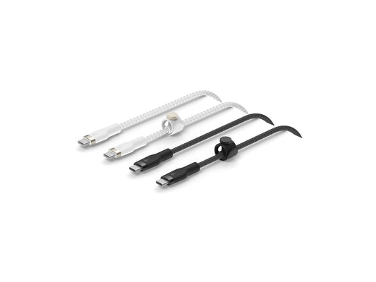 BELKIN USB-C to USB-C Braided Silicone White Black Mix 1m Twin Pack