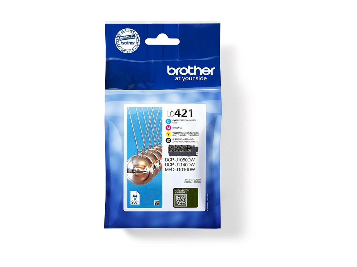 BROTHER 4-pack of Black Cyan Magenta and Yellow 200-page standard capacity ink cartridges for DCP-J1050DW MFC-J1010DW and DCP-J11