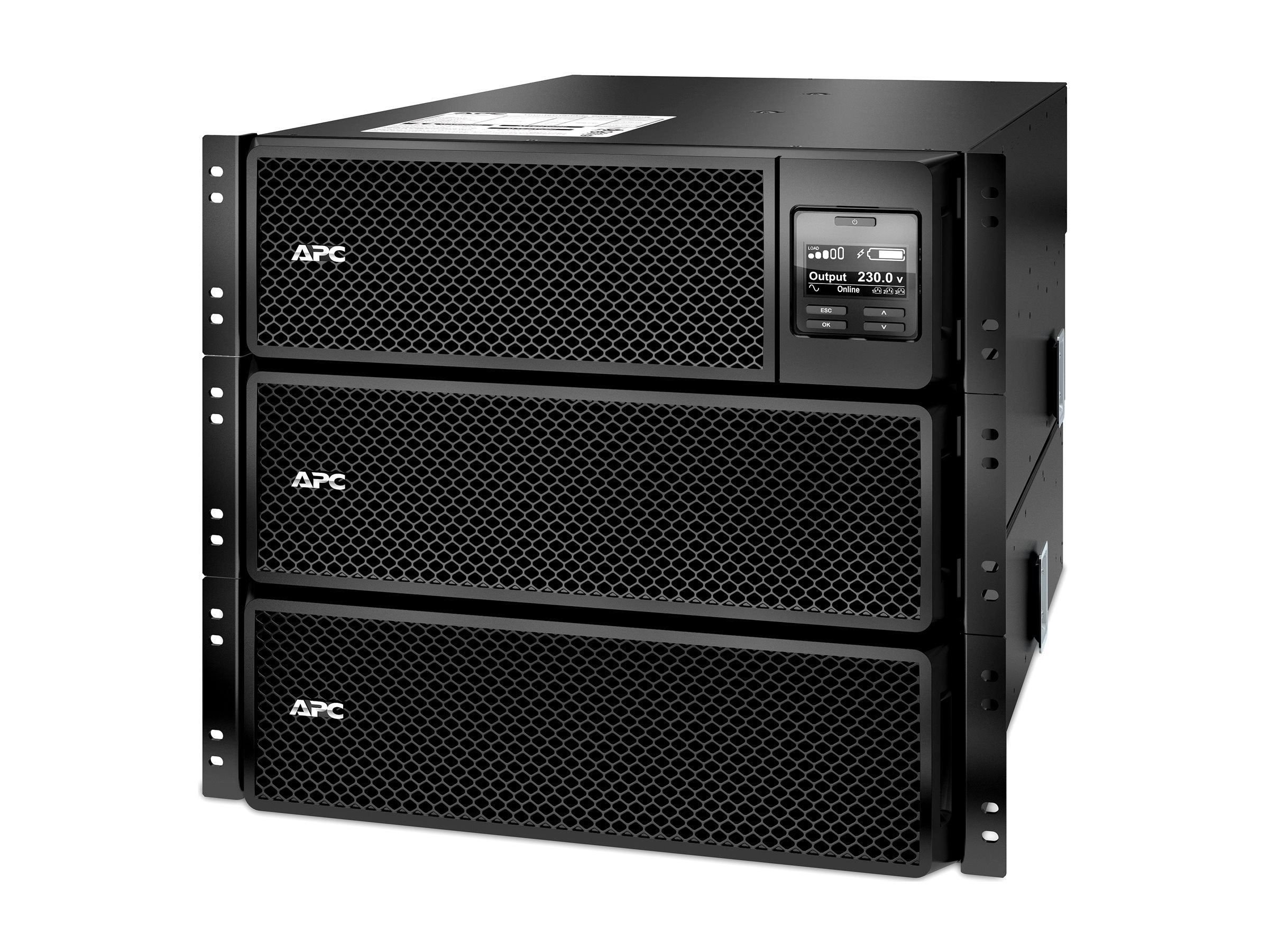 APC Smart-UPS SRT 10000VA RM UPS rack-mountable AC 230V 10 kW 10000VA Ethernet 10/100 USB output connectors 14 6U Black