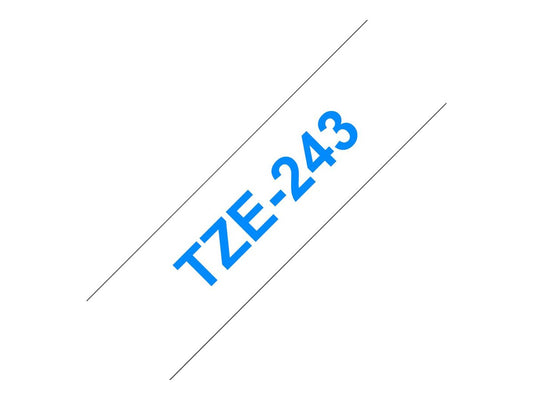 BROTHER P-TOUCH TZE-243 bleu sur blanc 18mm