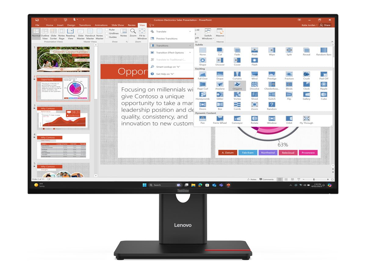 LENOVO ThinkVision T27-40 LED Écran 27p 1920x1080 Full HD (1080p) 120Hz IPS 300cd/m2 1500:1 4ms HDMI VGA DisplayPort 3y