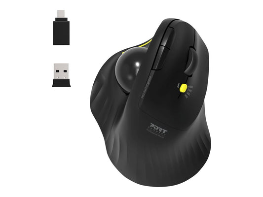 PORT DESIGNS Mouse Ergonomic Rechargable Bluetooth Track Black