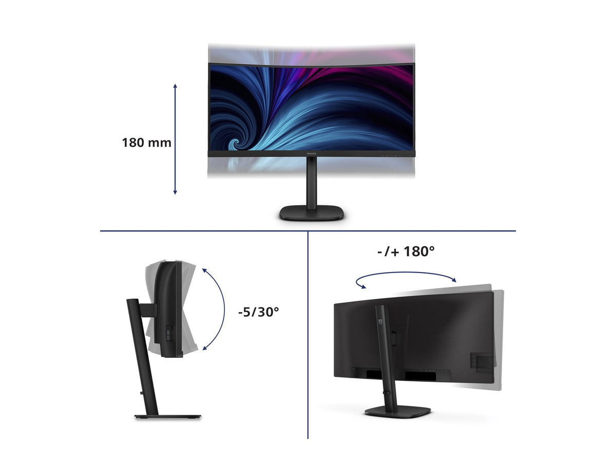 PHILIPS 34B2U3600C/00 34inch Curved Monitor 3440x1440 HDMI DP RJ-45 USB USB-C DOCK 90W
