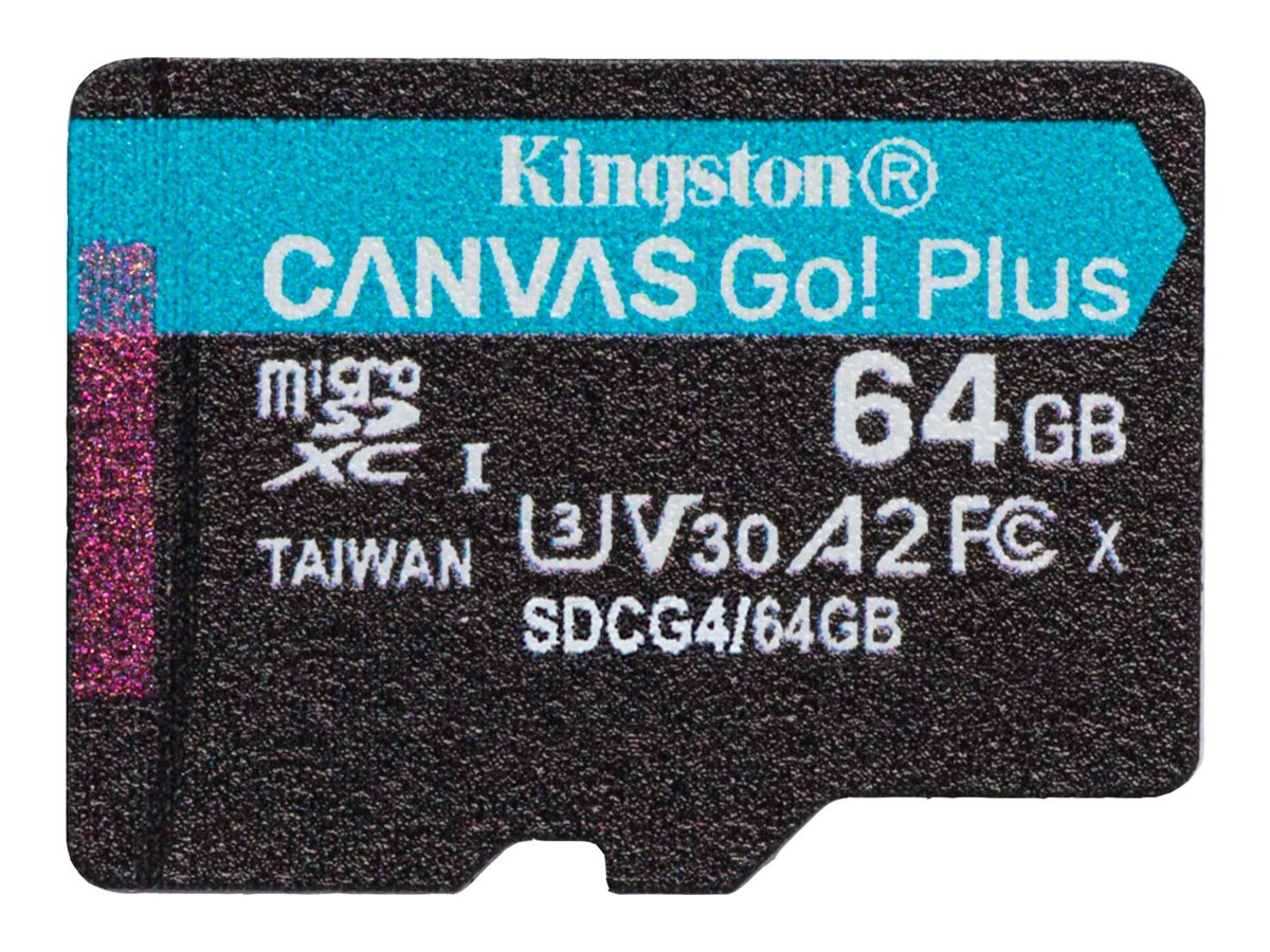 KINGSTON 64Go microSDXC Canvas Go Plus Gen4 200R A2 U3 Single Pack w/o ADP