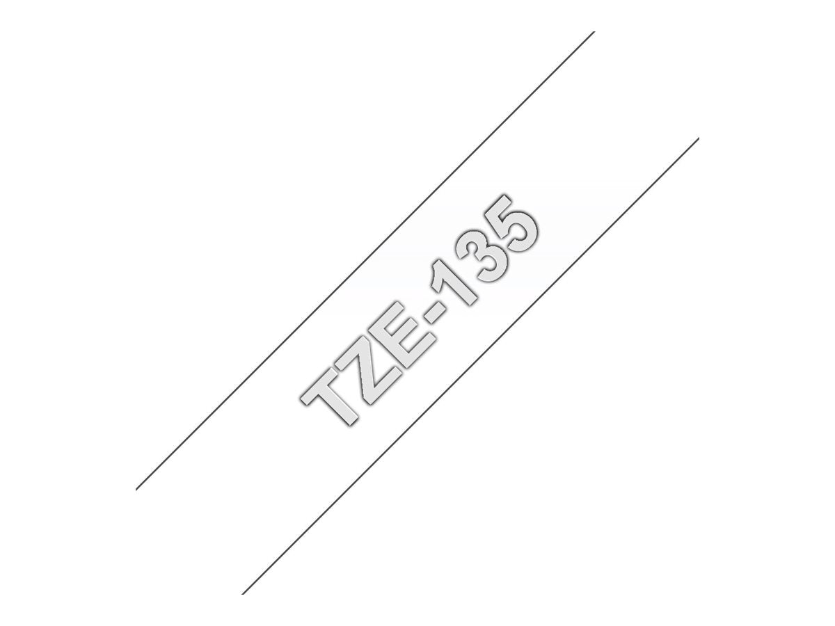 BROTHER P-TOUCH TZE-135 blanc sur clear 12mm