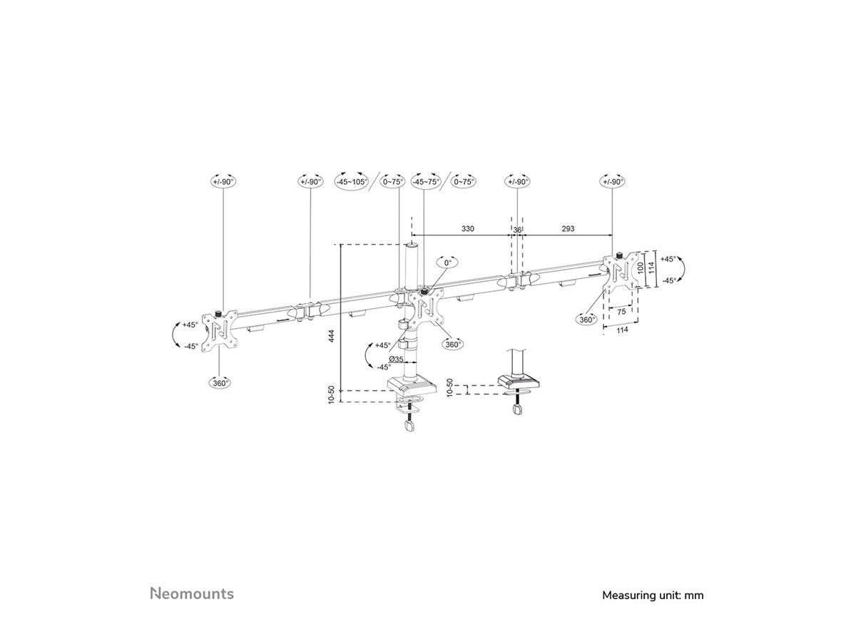 NEOMOUNTS DS60-600BL3 Support décran à fixer 10-27p - Quickfix - arrêt 180