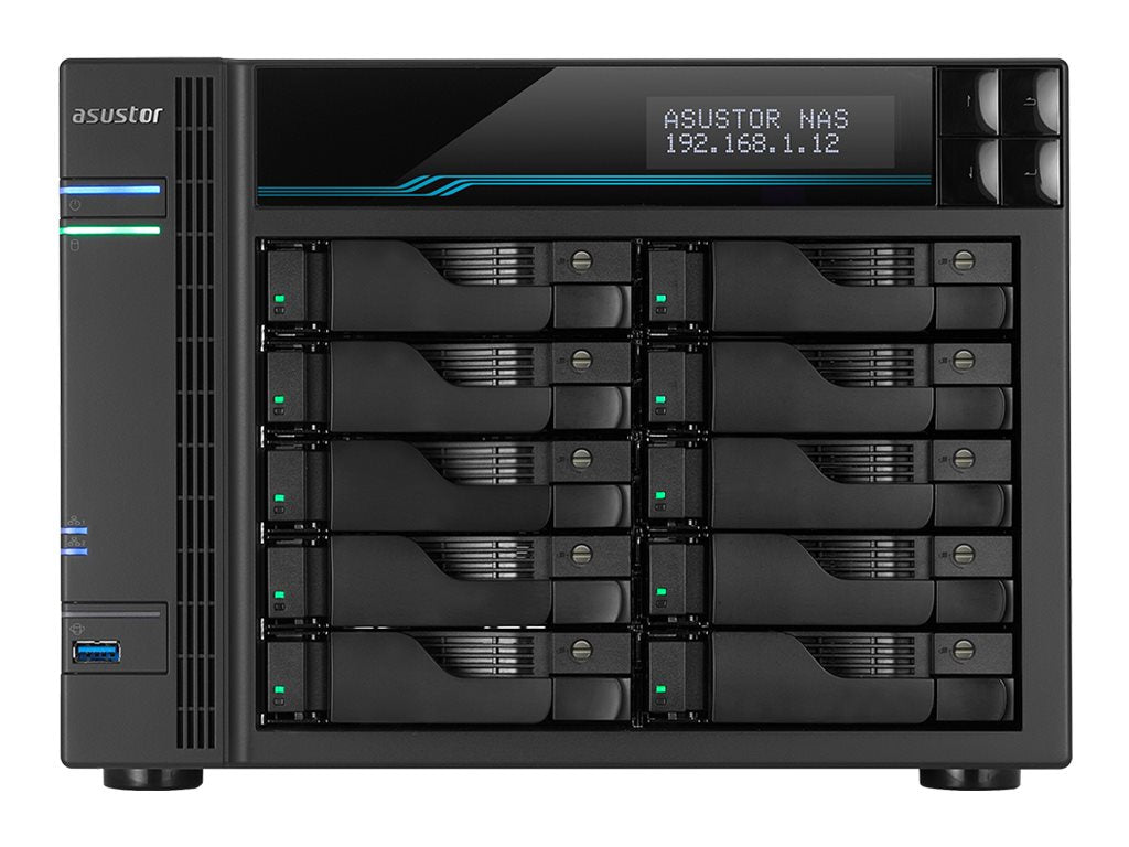 ASUSTOR LOCKERSTOR 10 - AS6510T - NAS 10 baies - Intel Atom C3538 Quad-Core - 8Go DDR4 - 10 GbE x2 - 2.5 GbE x2 - M.2 SSD x2