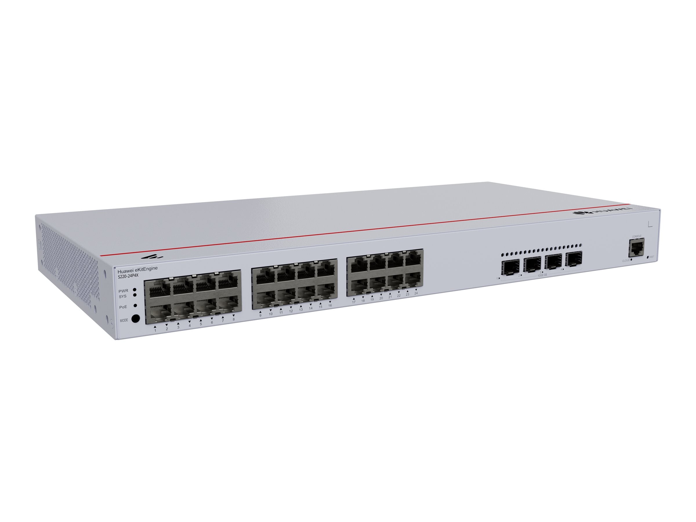 HUAWEI eKit S220 Series S220-24P4X Géré L2 Gigabit Ethernet (10/100/1000) Connexion Ethernet, supportant l'alimentation via ce port (PoE) 1U Gris