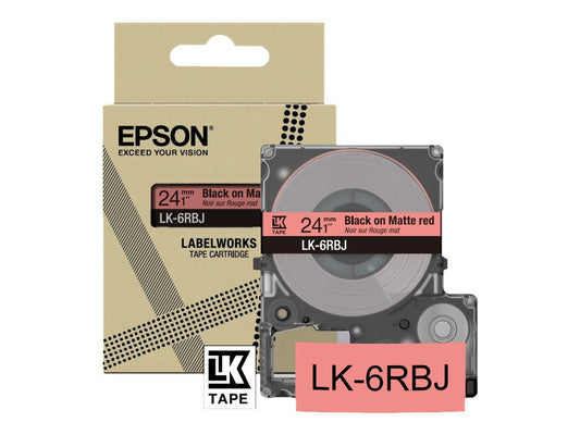 EPSON Matte Tape Red/Black 24mm 8m LK-6RBJ