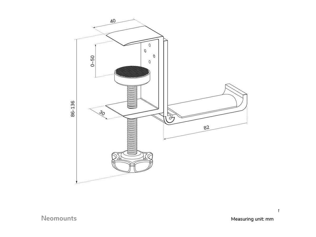 NEOMOUNTS Headphone Holder Clamp mounted aluminum