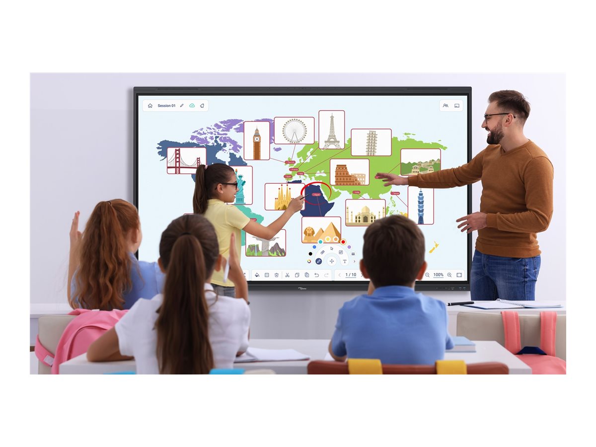 Bundle OPTOMA 5863RK 86p 400cd/m2 UHD Interactive 4K Multi-Touch-Display + WL10C Sensor Box NFC reader Secure login