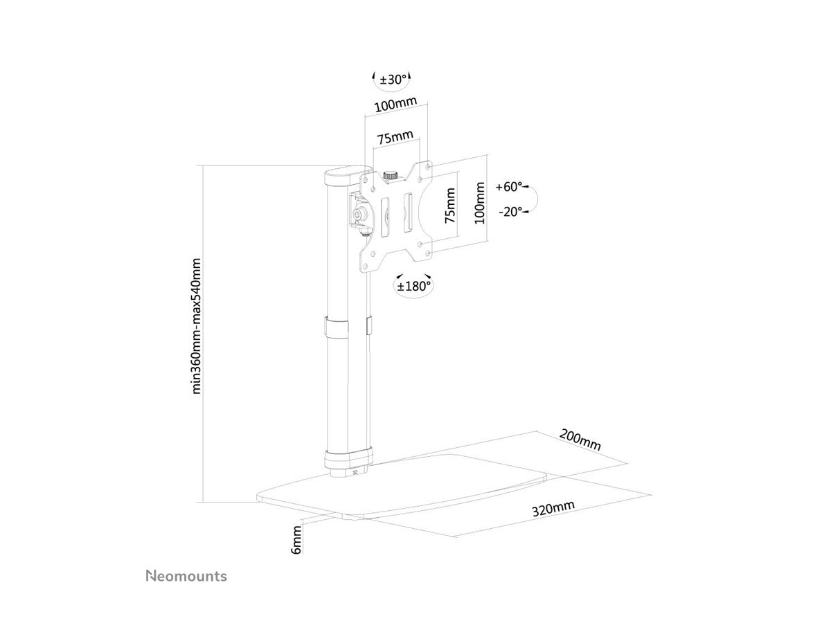 NEOMOUNTS FPMA-D890WHITE Support décran à poser 10-30p