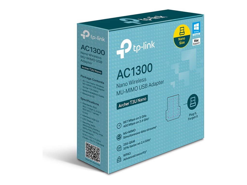 TP-LINK AC1300 Mini Dual Band Wi-Fi USB Adapter 867Mbps at 5GHz + 400Mbps at 2.4GHz USB 3.0 MU-MIMO