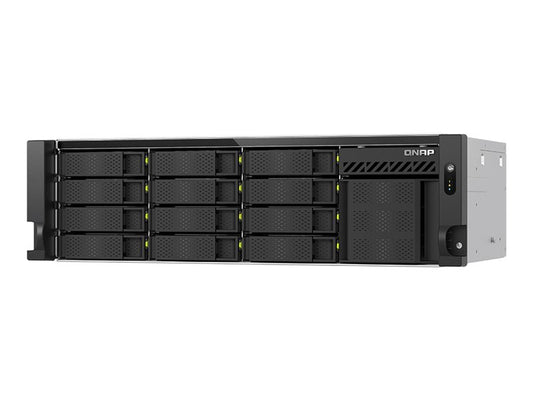 QNAP NAS rackable 3U à faible profondeur 12x3.5&4xE1.S Intel Atom C5125 8C 2.8 GHz 8Go de RAM 2x2.5 GbE 1x10GBASE-T