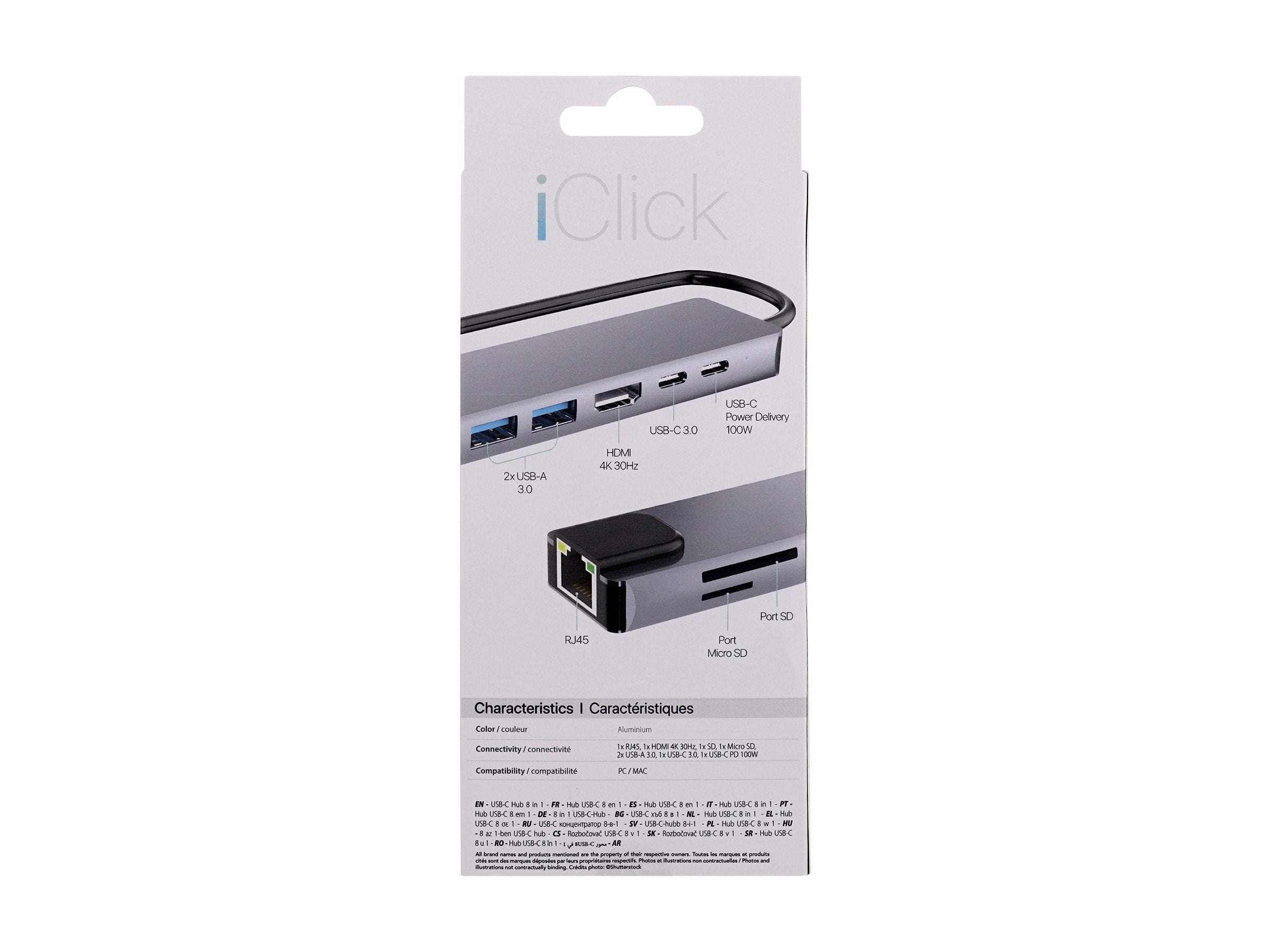 TNB iClick - Hub USB-C 8 en 1 - en aluminium