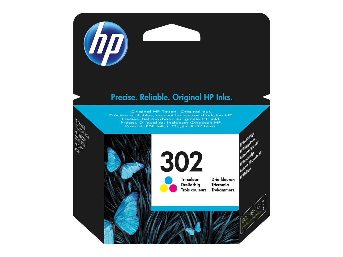 HP 302 original Tri-color Ink cartridge F6U65AE 301 Blister