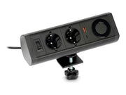 URBAN FACTORY POWEE Desk Double Power Outlet EU with 1 USB-A and 1 USB-C 3A Black