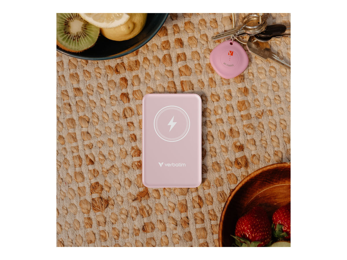VERBATIM CHARGE N GO MAGNETIC WIRELESS POWER BANK 5000 PINK WCF (P)