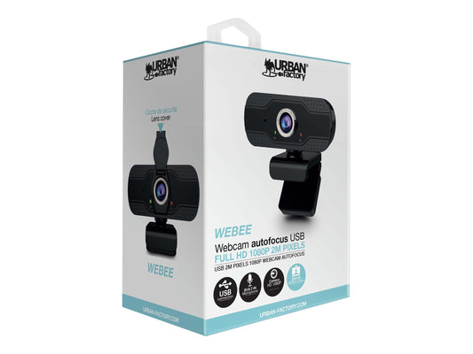 URBAN FACTORY Webcam USB Full HD 1080P 2M Pixels Autofocus