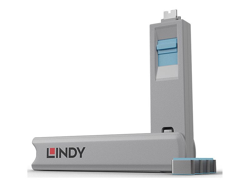 LINDY USB Type C Port Blocker Key - Pack of 4 Blockers Blue