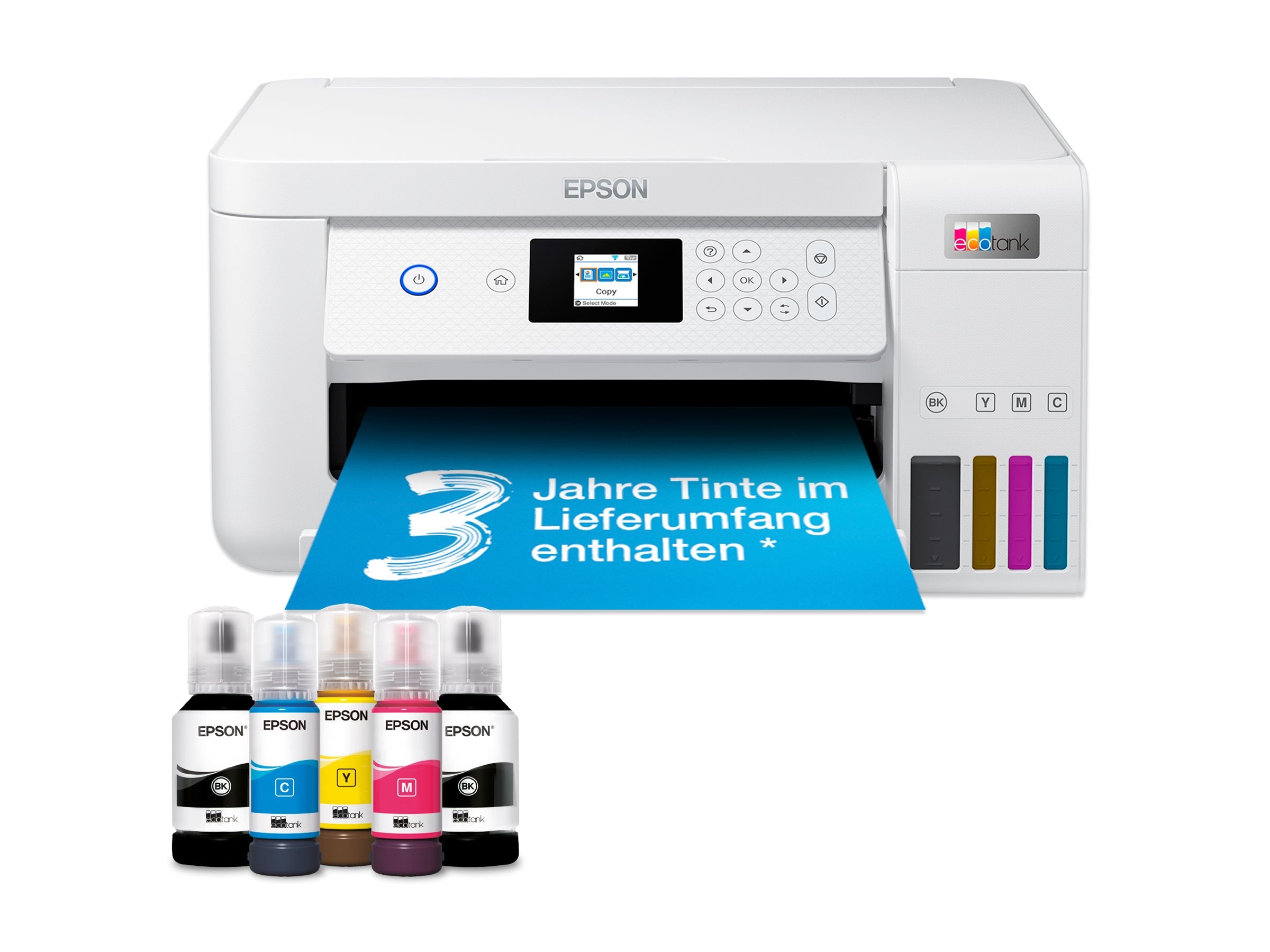 EPSON EcoTank ET-2856 MFP colour ink-jet refillable A4 10.5ppm print 100 sheets USB Wi-Fi white