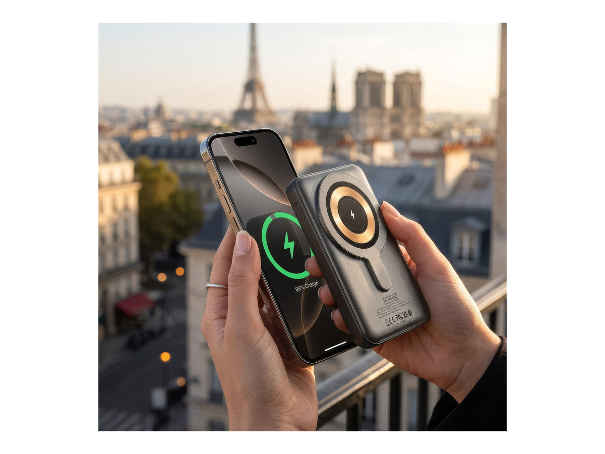 URBAN FACTORY MAGNEE POWER Wireless Magnetic Universal Powerbank 10.000mAh - Charcoal Black