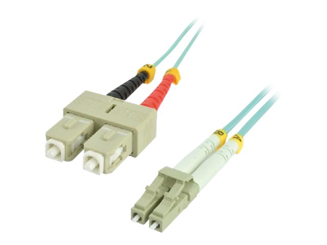 MCL FJOM3/SCLC-50M - Jarretière optique OM3 duplex 50/125 multimode - SC / LC 50m