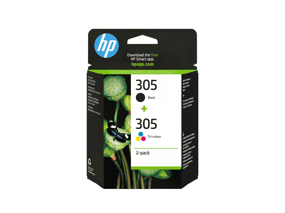 HP 305 2-Pack Tri-color/Black Original Ink Cartridge
