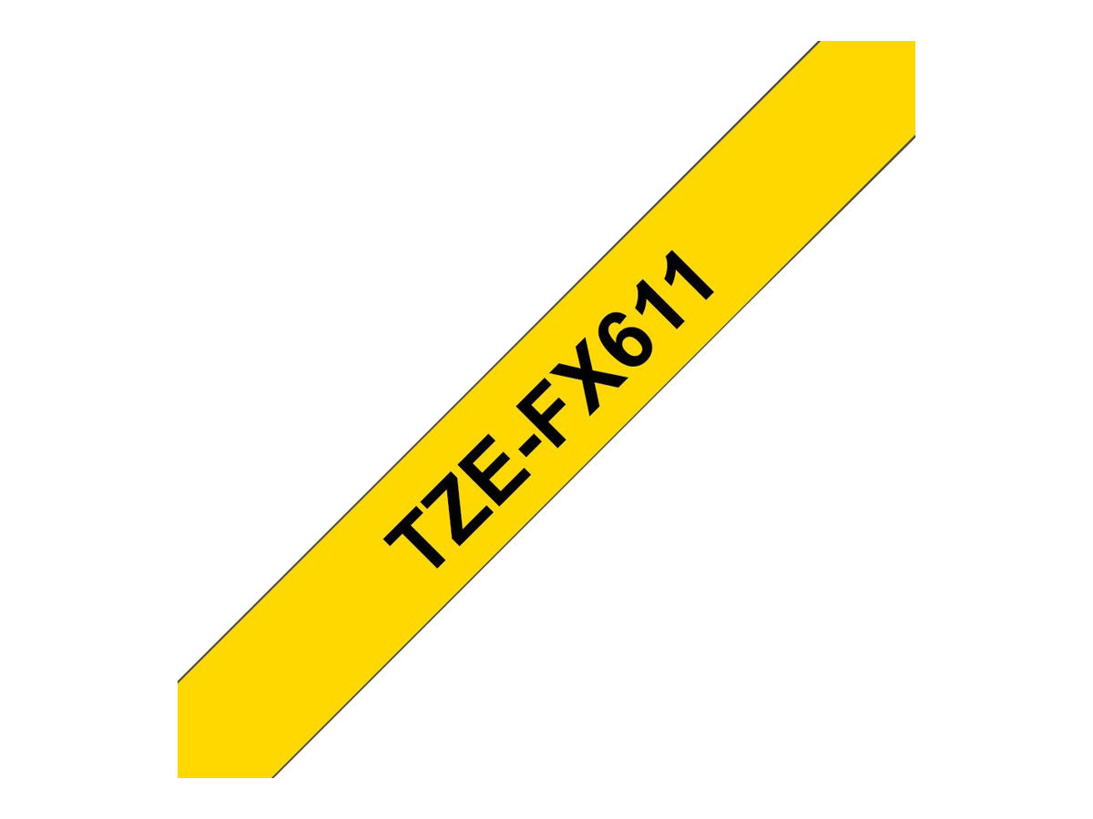 BROTHER P-TOUCH TZE-FX611 noir sur jaune  6 mm