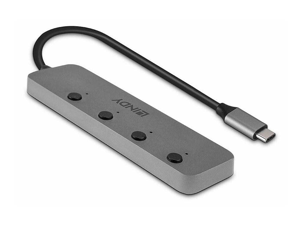 LINDY 4 Port USB 3.2 Type C Hub with On/Off Switches