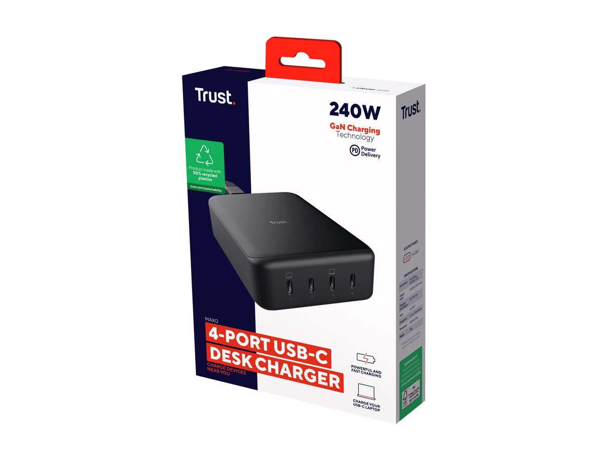 TRUST Chargeur de bureau universel MAXO 240 watts 4 ports USB-C