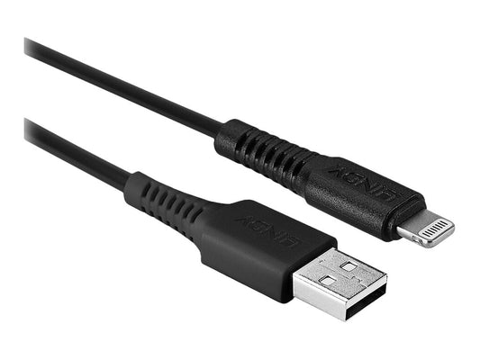 LINDY 3m USB to Lightning Cable black Charge and sync Cable for iPhone iPad & iPod