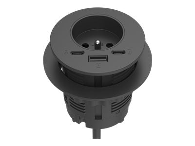 FELLOWES Power-Spot French Socket Incl. USB A + C Charge and USB C data extension - Black