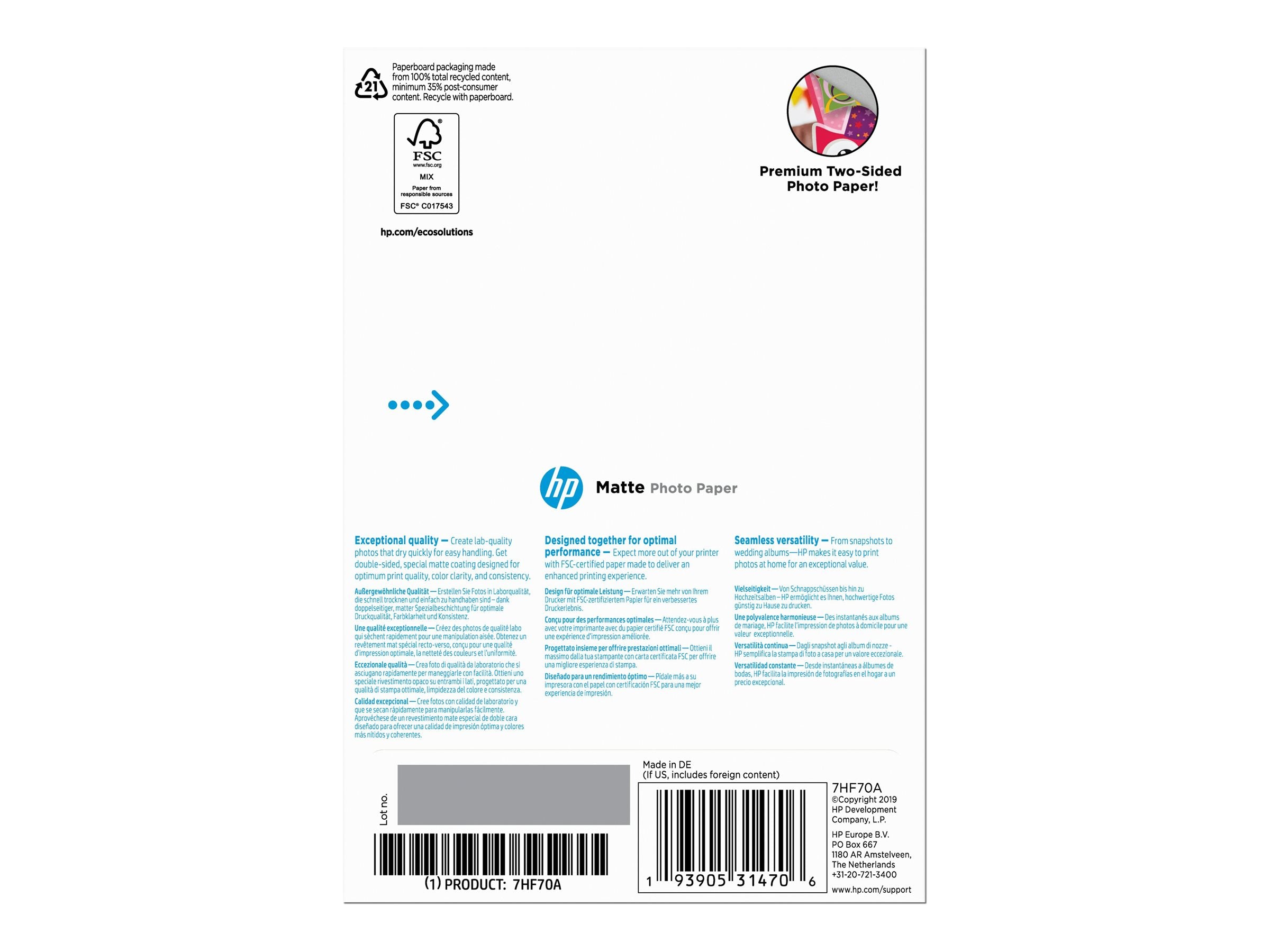 HP Matte FSC Photo Paper 4x6 25 sheets