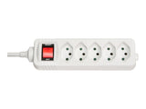 LINDY Mains 5 way gang socket Swiss with on/off Switch 2300W with overvoltage protection