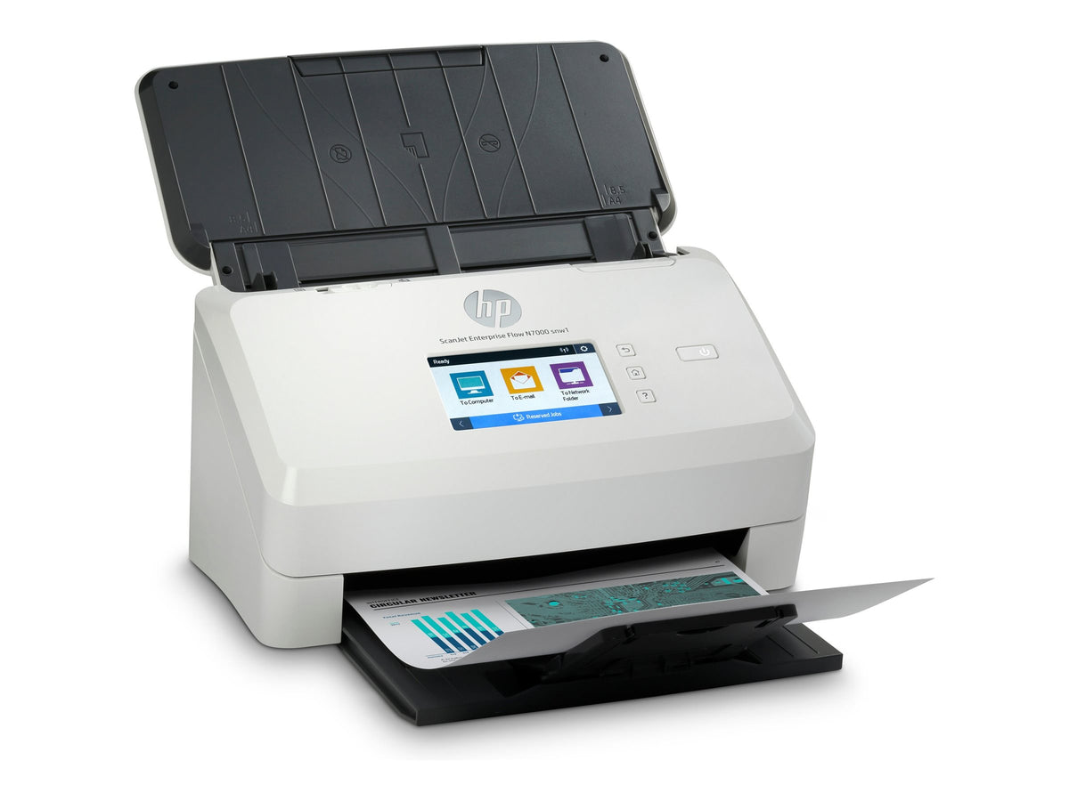 HP ScanJet Enterprise Flow N700 de document scanner CMOS CIS Duplex 216x3100mm 600x600dpi 75ppm ADF 80sheets 7500scans LAN Wi-Fi