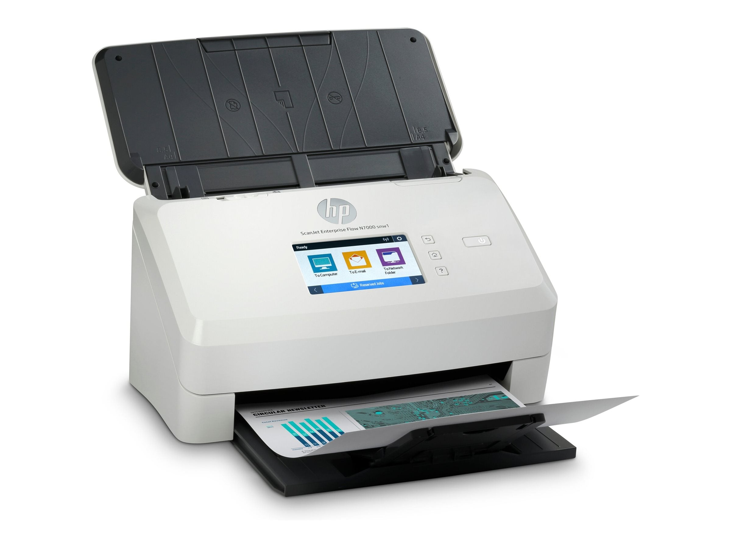 HP ScanJet Enterprise Flow N700 de document scanner CMOS CIS Duplex 216x3100mm 600x600dpi 75ppm ADF 80sheets 7500scans LAN Wi-Fi
