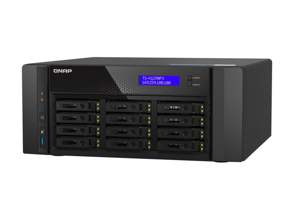 QNAP TS-h1290FX-7302P-128G 12 Bay U.2 NVMe PCIe Gen4 x4 all-flash desktop NAS AMD EPYC 16-core 7302P 128Go RDIMM ECC DDR4
