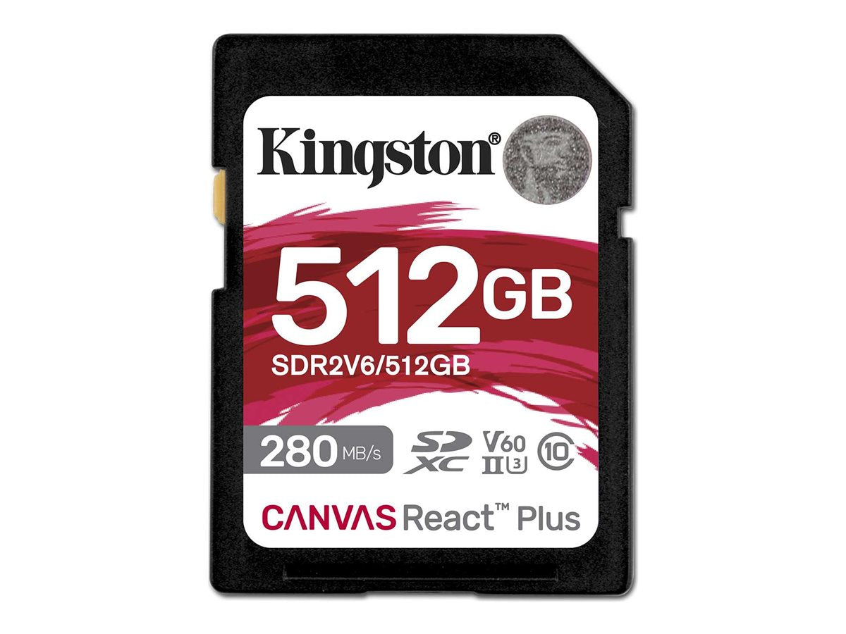KINGSTON 512Go Canvas React Plus SDXC UHS-II 280R/150W U3 V60 for Full HD/4K