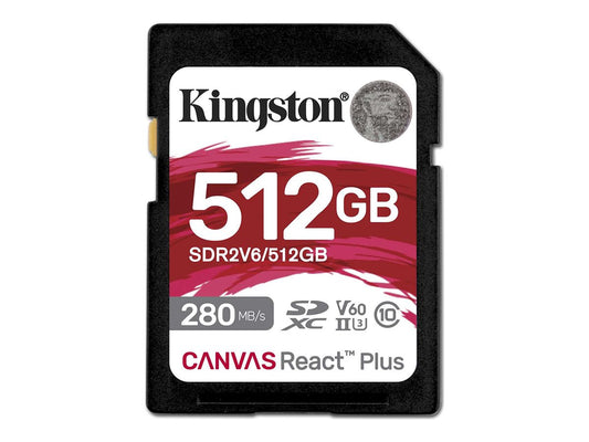 KINGSTON 512Go Canvas React Plus SDXC UHS-II 280R/150W U3 V60 for Full HD/4K