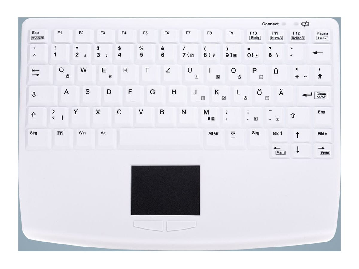 CHERRY Wireless Hygiene Notebook Style Touchpad Keyboard Fully Sealed Watertight USB White (FR)