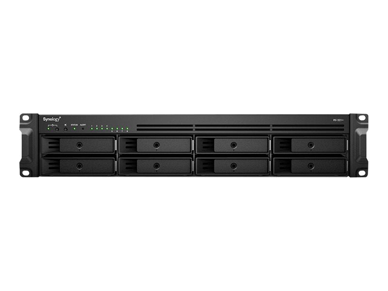 SYNOLOGY RS1221+ 8-Bay NAS-Rackmount AMD Ryzen V1500B 4-core 2.2GHz 4Go DDR4 up to 32Go RJ-45 4x1GbE 2xUSB 3.2 1xeSATA