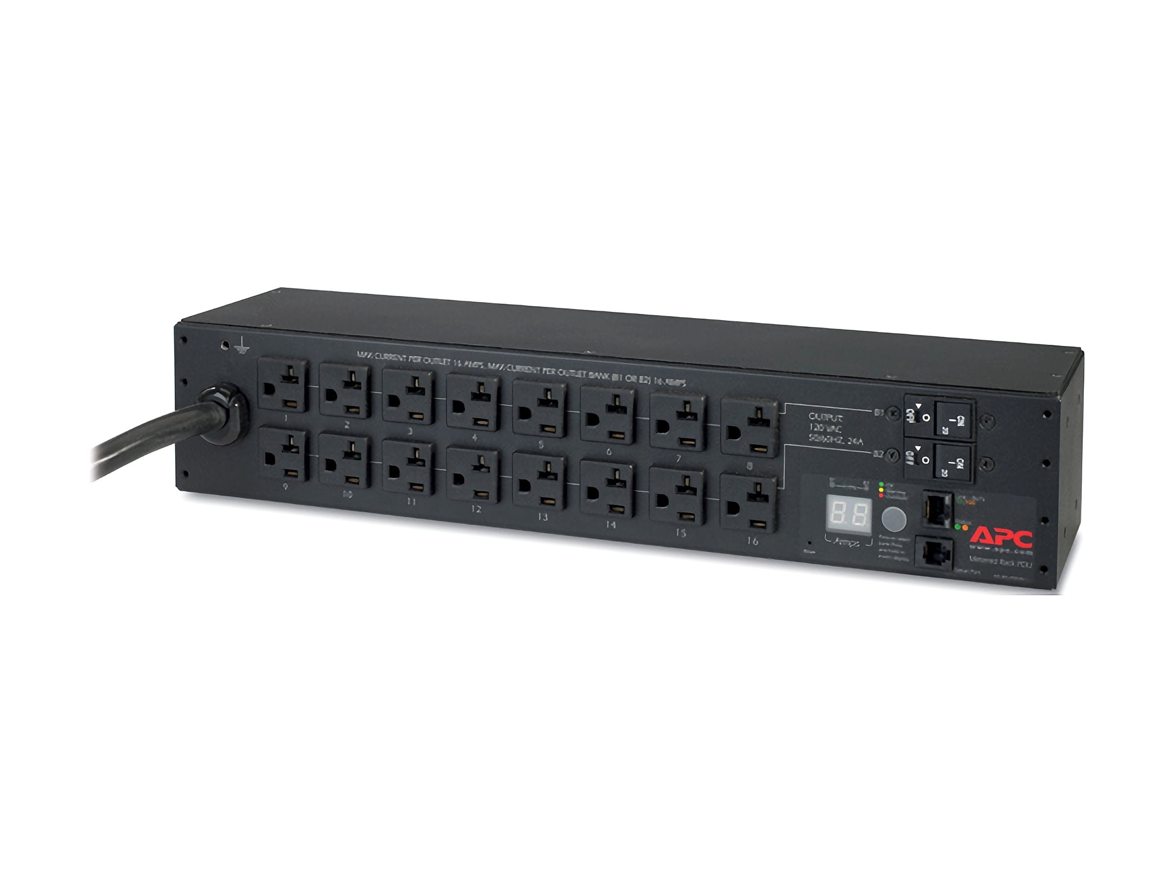 APC Metered Rack PDU AP7802B Rack AC 100/120V input NEMA L5-30 output connectors 16 NEMA 5-20 2U 3.65m cord